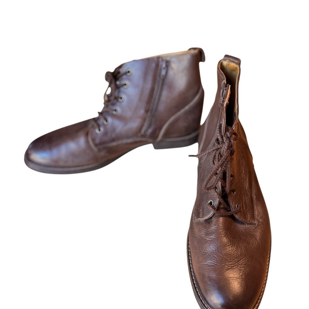 Saks Fifth Avenue Brown Pebbled Leather Chukka Boots Men's Size 12M Made Brazil - Picture 8 of 14
